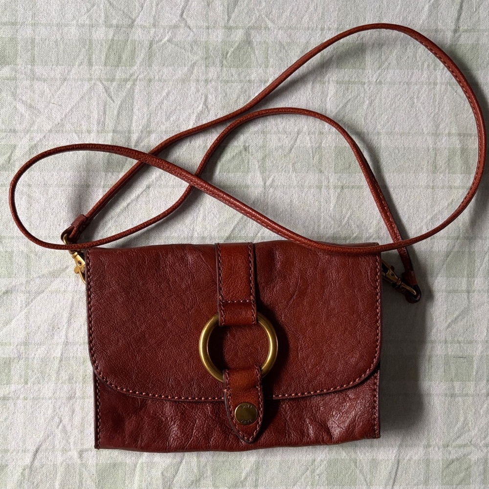 Frye Ring Elegant Brown Leather Crossbody Bag
